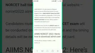 AIIMS NORCET 2022 Admit Card