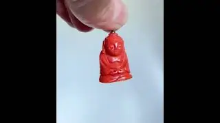 Vintage Gold Carved Natural Coral Buddha Charm Pendant