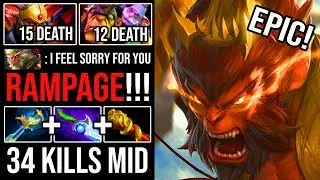 MAX IMMORTAL + ARCANA 8000 MMR Monkey King Spammer 34Kills & RAMPAGE 100% Deleted LC Mid DotA 2