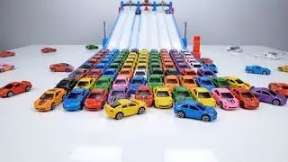 ASMR 100 Mini Toy Cars Ramp Race | Colorful & Satisfying Rolling