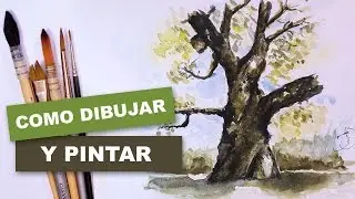 Como dibujar y pintar facil un arbol con acuarela