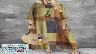 EMERY ROSE Color Block Print 3 4 Sleeve Loose Midi Casual Dress