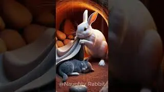 Brave Rabbit Saves Kittens In The Snow ! #shorts #cute #cat #saves #kitten #ai