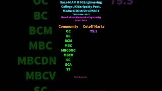 5915 TNEA Cutoff Electrical and Electronics Engineering Sacs M A V M M Engineering College,
