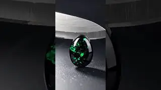 ASMR:  Emerald chrome obsidian shaped like a vintage pocket watch sliced in half