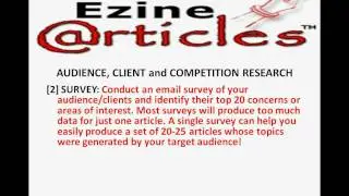 Ezine Articles   Audience, Client and Competition Research