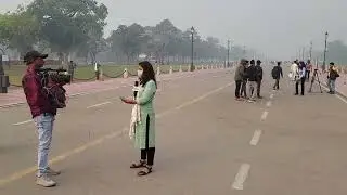 India Gate on a Foggy Morning | Journalists, Hawkers & Locals at Kartavya Path | 8 Nov 2023