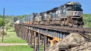 View From Trestle! 8 Locomotives MONSTER Train, Caboose At End Of Speeding Coal Train, Kenova WVa.