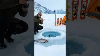 Solo ice fishing- Camping #survival #wildlife #nature #campinglife #fishing #shortvideo