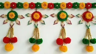 Easy Door Hanging Toran | Diwali Home Decor Idea Out Of Waste Match sticks, Bangle and Wool