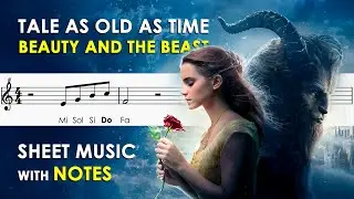 Beauty and the Beast - Tale as Old as Time | Sheet Music with Notes for Recorder, Violin Tutorial