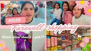 Farewell prep begins ✨🥂 | My farewell shopping time | pink or purple saare?? 😭❤️ #vlog #farewell 