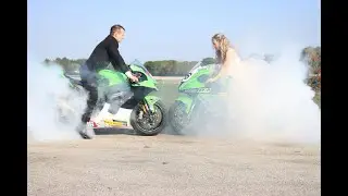 Motorcycle Wedding Burnout
