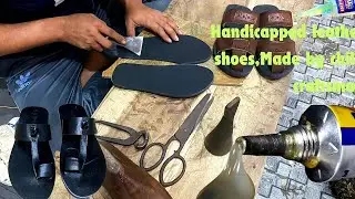 Handicapped leather shoes,Made by child craftsman