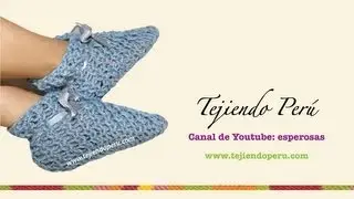 Pantuflas tejidas en telar rectangular