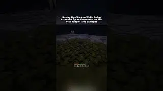Saving My Chicken While Being Attacked by an Endermite on Top of a Jungle Tree at Night.