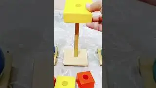 Cute Duck face square-shaped wooden stacking tower (Preloved Toy)
