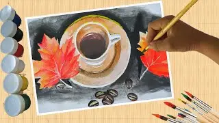 Autumn Leaf | coffe | Easy Painting for Beginners | Легко рисовать осенние листья.