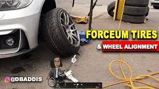 На BMW E90 устанавливают шины Forceum Hexa R и выполняют регулировку развала-схождения.