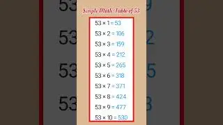 Table of 53