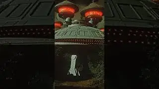 Cinematic still, 1968, a partial side view of a retro sci-fi intricate roof with kremlin-like col...