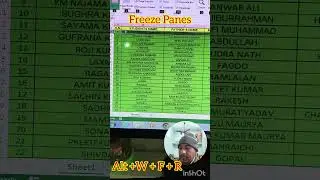 Master Top Row Freeze Shortcut Key #shorts#youtubeshorts #viral #computer#excel #tips #tricks #pc