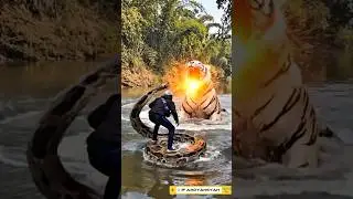 Great python vs bat-winged white tiger