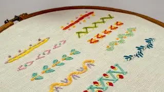 10 BEGINNER LEVEL EMBROIDERY BORDERS | Embroidery Stitches by DIY Stitching