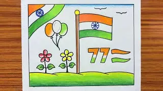 77th Republic Day Picture in Very Easy Way / Republic Day Drawing 