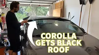 VINYL WRAPPING MY ROOF BLACK ON MY COROLLA!