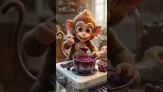 Baby Monkey Makes Grape Jelly Jam 🍇🐒 | Funny & Cute Animal Story! #shorts #funny