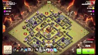Clash of clans! GOLEM+Balloons+lava hounds! 3 stars attack