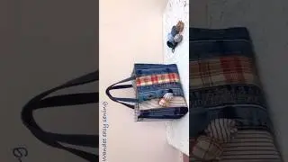 sewing diy denim tote bag from old jeans waistband #wandeeeasysewing #denimtotebag #totebagtutorial