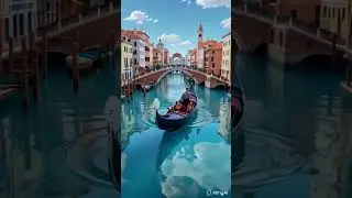 Papercraft Venice gondola scene with canals, bridges, layered reflections. #love #papercutting