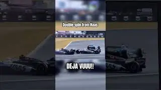 DEJA VUU!! Double pirouette from Haas at Silverstone #f1season #haasf1team @Haasf1team