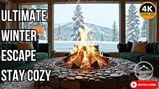 Cozy Winter Fireplace Ambience ❄️🔥 Luxury Cabin Living | Snowy Mountain Relaxation