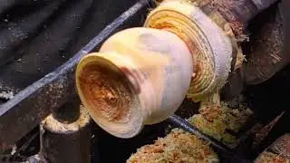 The White Brown Wood Turning#Best Wood Workshop#Traditional Wooden Pot.