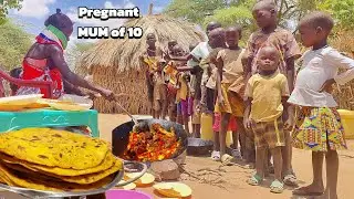 Young PREGNANT African Mom of 10 Living in the Wilderness Real Rural Village Life in Africa #cooking