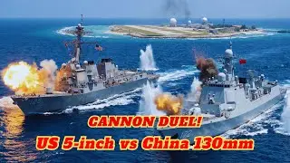 CLOSE RANGE DUEL! US vs China Destroyer Battle - 12 Miles Off Mischief Reef!