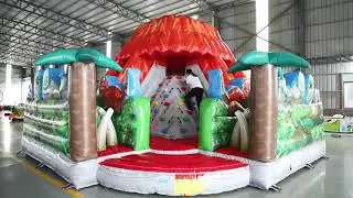 inflatable volcano playground fun city, inflatable big caslte with climbing wall and slide