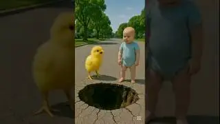 Chick 🐥 saves baby from giant from concrete pit #goldiechick #animalrescue #animalstories