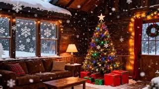 A Peaceful Timeless Christmas Night – Warm Fireplace, Soft Holiday Jazz & Quiet Snowfall