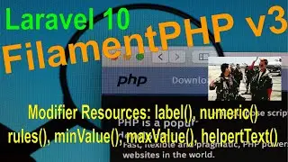 8.- Modifier Resource: label, helperText, default,minValue, maxValue, numeric Filamentphp v3 Laravel