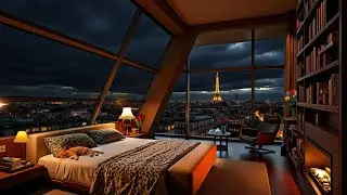 Eiffel Tower Night Ambience 🎶 Smooth Jazz for Sleep, Study & Relaxation