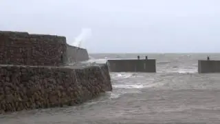 Boxing Day Storm Waves Harbour Cellardyke East Neuk Of Fife Scotland