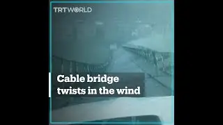 Strong winds twist a Chinese cable bridge into knots