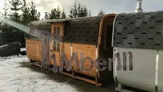 Rectangular outdoor wood burning sauna   TimberIN Baltic SPA & Saunas