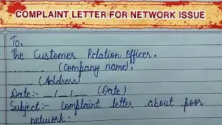Complaint Letter for network issue || Application writing ||