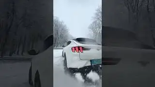 Wild Mustang Mach-E 🤠 electric RWD is fun on snow #ford #fordmustang #mustangmache
