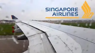 Singapore Airlines A330-343X Stormy Wet Takeoff from Singapore Changi Airport